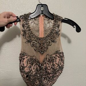 Alyce Paris Beaded Prom Dress in Pink and Brown